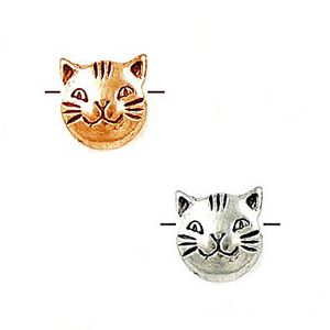 Antiqued Pewter Kitty Cat Face Beads (8mm)