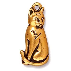 Antiqued Pewter Sitting Kitty Cat Charm
