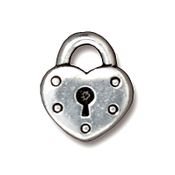 Antiqued Silver Pewter Heart Lock Charm Antiqued Silver Pewter Heart Lock Charm