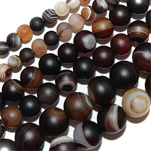Brown Matte Line Agate Beads (4mm)