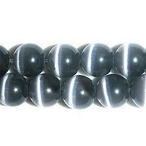Dark Grey Fiber Optic Cats Eye Beads (8mm)