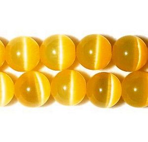 Dark Yellow Fiber Optic Cats Eye Beads (8mm)