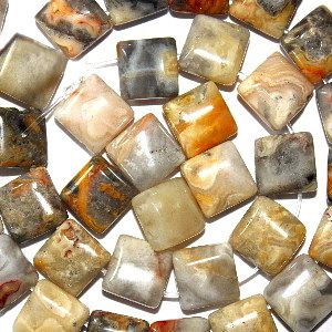 Double Strand Square Crazy Lace Agate Beads (10mm x 10mm)