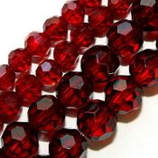 Garnet Red Round Faceted Glass Beads Garnet Red Round Faceted Glass Beads