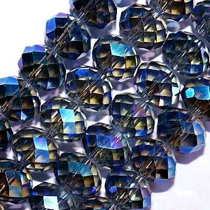 Glass Beads: Faceted Blue AB Rondelle (8x10mm)