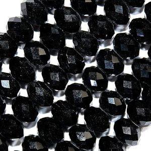 Glass Beads Faceted Rondelles Jet Opaque Black (4x6mm)