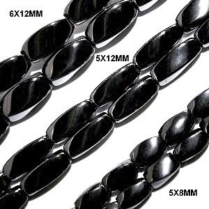 Hematite Beads: 4 Sided Twist  (5x8mm)