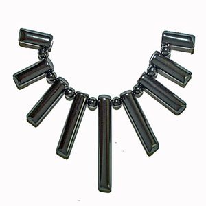 Hematite Pendant: Graduated Fan 9 Piece Necklace Set With Beads