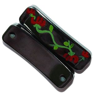 Magnetic Hematite Beads: Bracelet Bar Red Flower Design