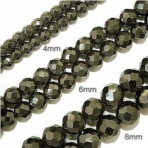 Magnetic Hematite Beads: Faceted Round (8mm)