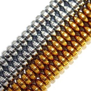 Magnetic Hematite Beads Gold & Silver Discs (4mm)