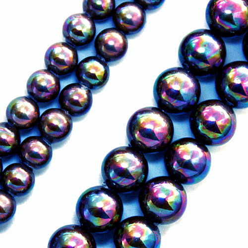 Hematite Beads Iridescent Blue & Silver Rainbow Colors