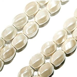 Magnetic Hematite Beads: Pearl White Puffy Twist (6x8mm)