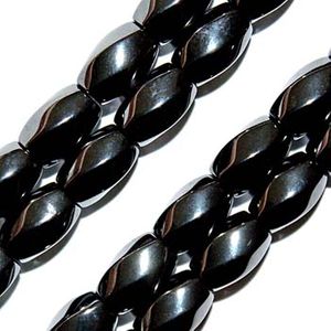 Magnetic Hematite Beads: Swirl Puffy Twist Oval (6x10mm)