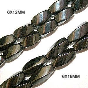 Magnetic Hematite Beads: Twist 4 Sided (6x12mm)