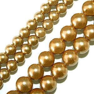 Magnetic Hematite: High Power Gold Pearlized Round Beads