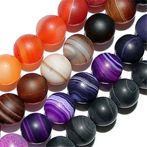 Matte Frosted Line Agate Beads