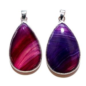 Metal Framed Amethyst Teardrop Gemstone Pendant (30mm)
