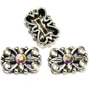Metal Slider Beads With Swarovski AB Crystal