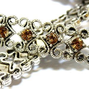 Metal Slider Beads With Swarovski Crystal Light Topaz