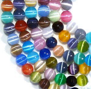 Multi-Color Fiber Optic Cats Eye Beads (4mm)