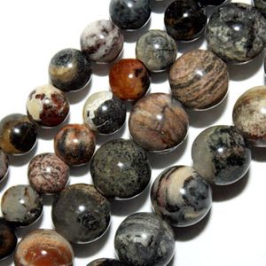 Natural Round Silver Leaf Jasper Beads (4mm)