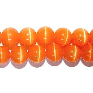 Orange Fiber Optic Cats Eye Beads (6mm)