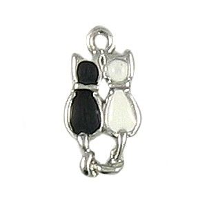 Pewter Double Kitty Cat Charm Silhouette