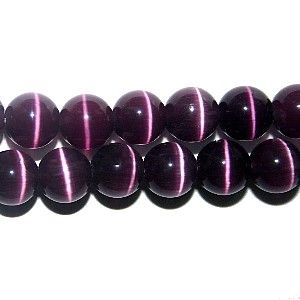 Plum Purple Fiber Optic Cats Eye Beads (4mm)