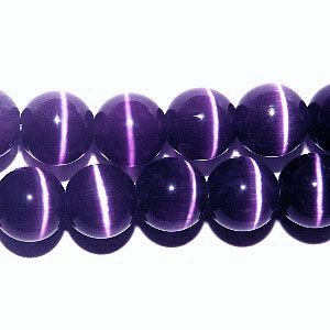 Purple Fiber Optic Cats Eye Beads (8mm)