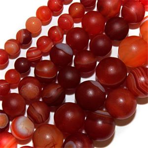 Red Matte Line Agate Beads (4mm)