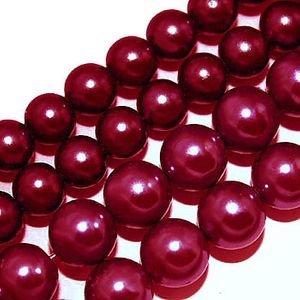 Red Raspberry Glass Pearl Beads 4mm