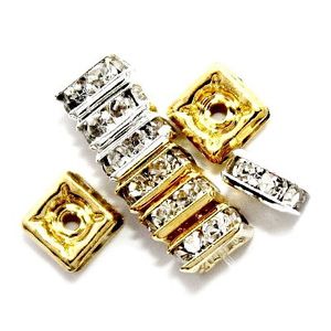 Square Rhinestone Crystal Rondelle:  (4mm: 50 Pcs)