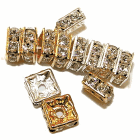 Square Rhinestone Crystal Rondelle:  (8mm: 50 Pcs)