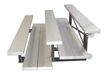 Indoor TipNRoll Bleachers - Three Row, Double Foot Plank, Variable Length