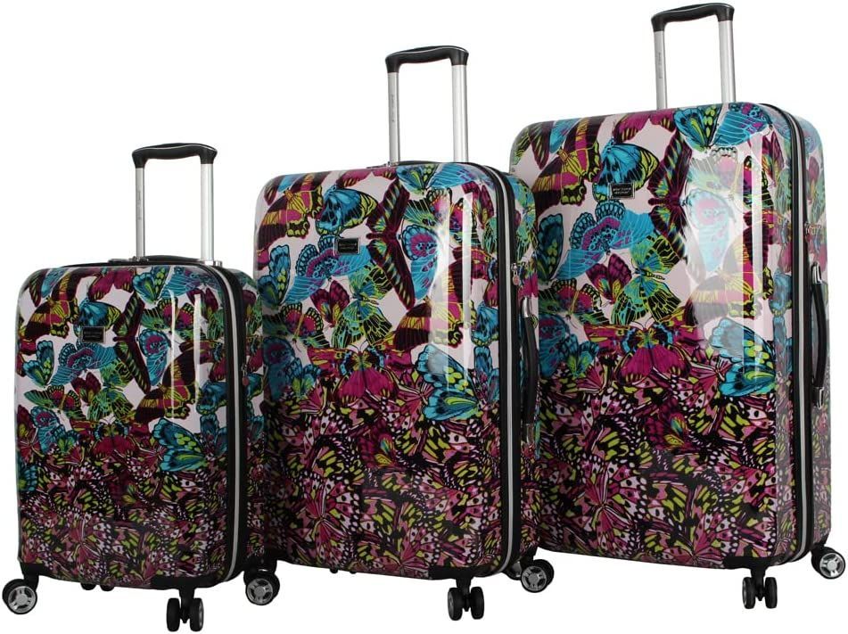 Betsey Johnson Magenta Butterfly 3Piece Luggage Set Betsey Johnson