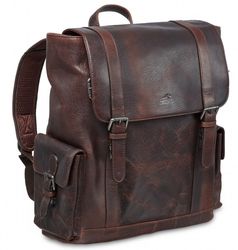 Mancini Buffalo Leather Flapover Laptop Backpack