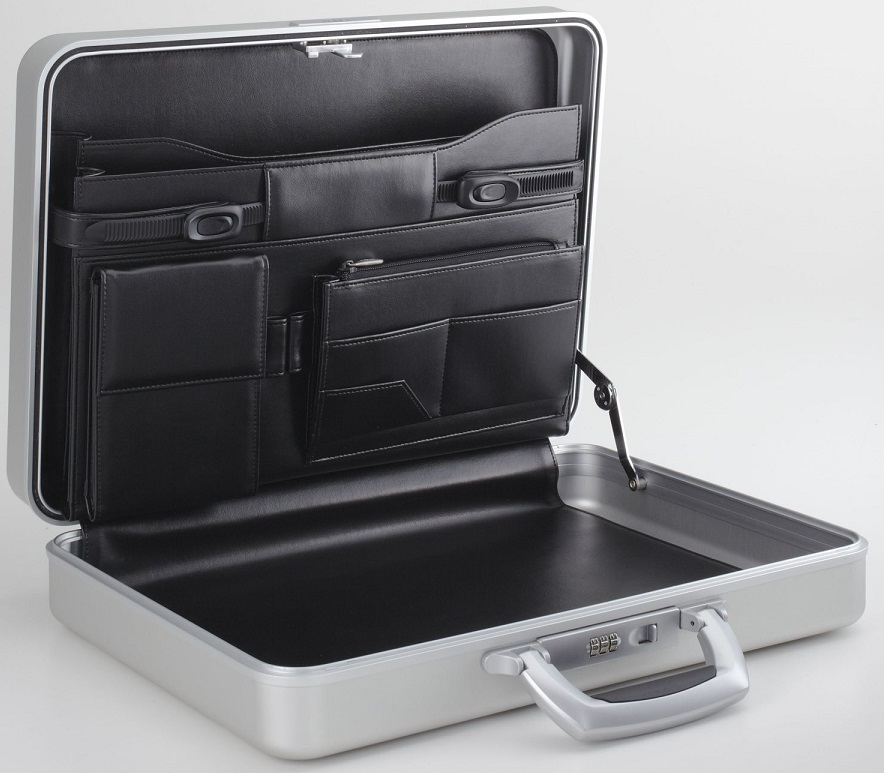 Zero Halliburton Slimline 4" Aluminum Attache Polished Gold Zero