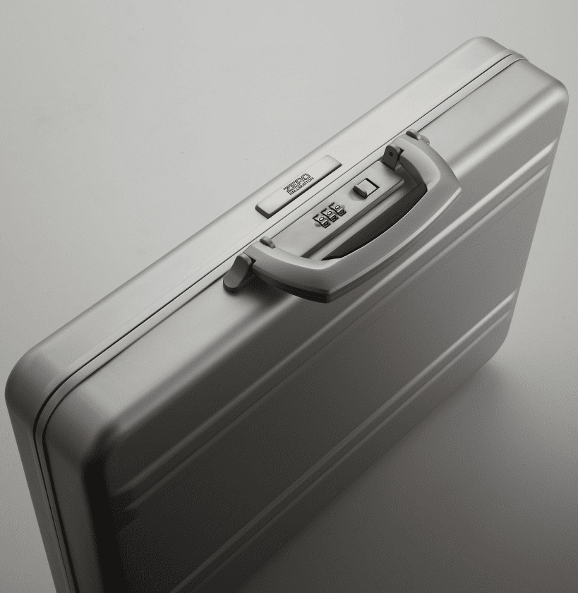 Zero Halliburton Slimline 4" Aluminum Attache Polished Gold Zero