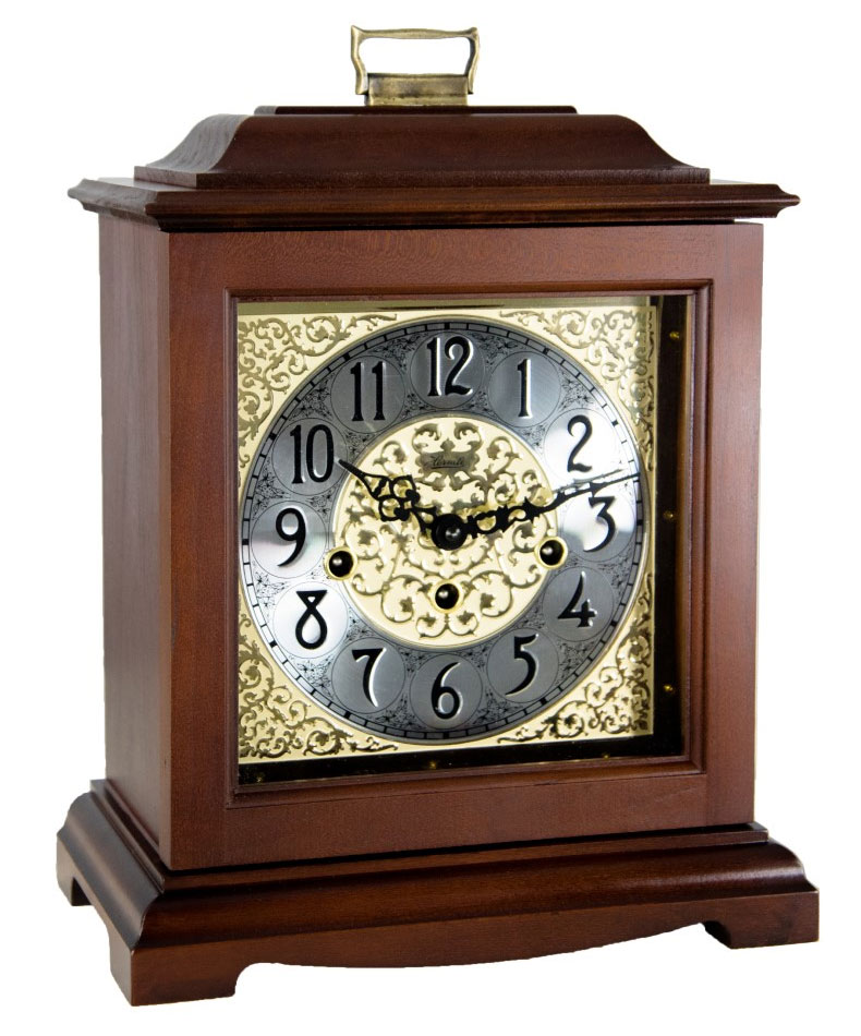 Ashland Keywound Mantel Clock by Hermle Cherry Finish