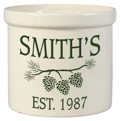 Pine Bough Personalized Crock Version A