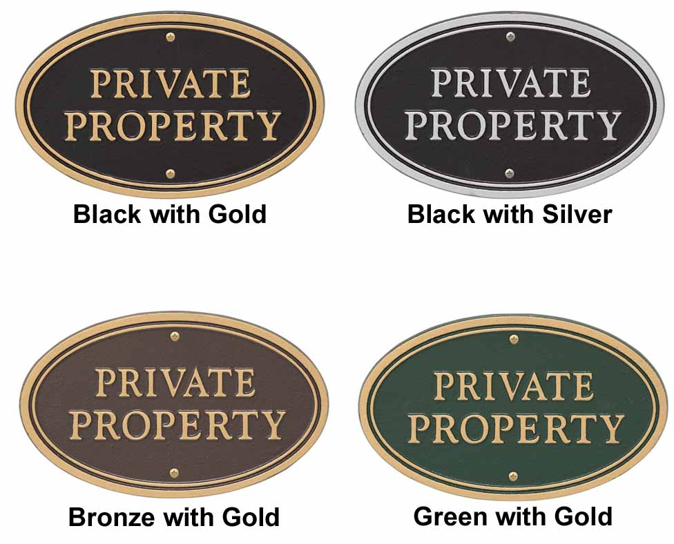 Whitehall Private Property Oval Wall/Lawn Statement Plaque
