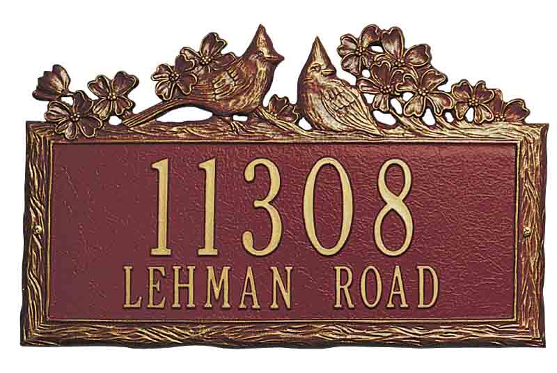 Woodland Cardinal Address Plaque by Whitehall