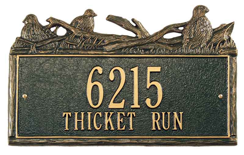 Woodland Quail Address Plaque by Whitehall