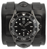 Men's 3 Strap Cuff Watch  - Black On Black