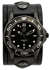 Men's Black Leather Cuff Watch - Black On Black 