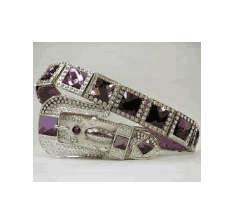 Atlas Cowgirl Western Brindle Hair Purple Rhinestone Belt display picture 3