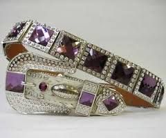 Atlas Cowgirl Western Brindle Hair Purple Rhinestone Belt