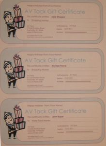 AV Tack Gift Certificate $25.00