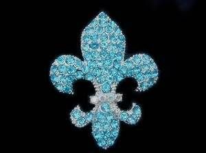 Blue Rhinestone Fleur Pendant